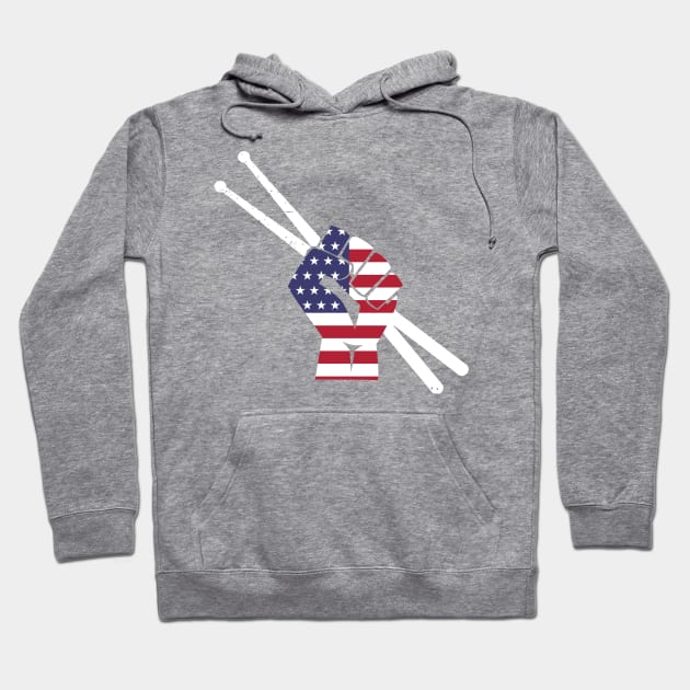 Drummer Drum Sticks American Flag Hoodie by ValentinkapngTee